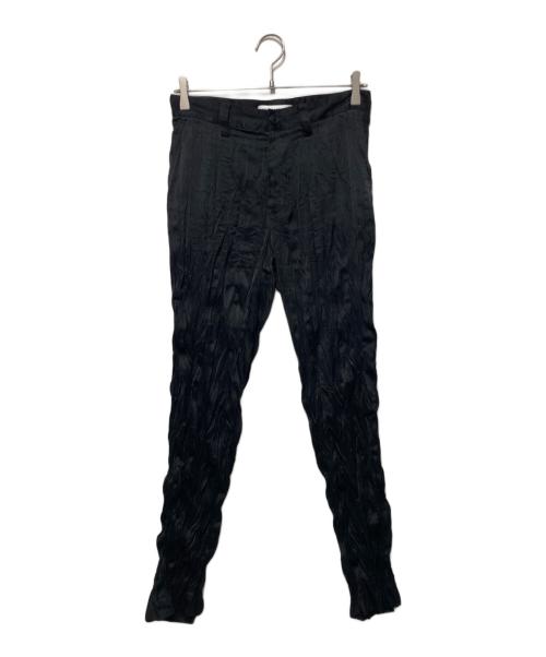 イッセイミヤケHaaT チャイナ風　シルク パンツ サイズ3　黒プリント 未使用 中古・古着通販】ISSEY MIYAKE (イッセイミヤケ) ワッシャープリーツ
