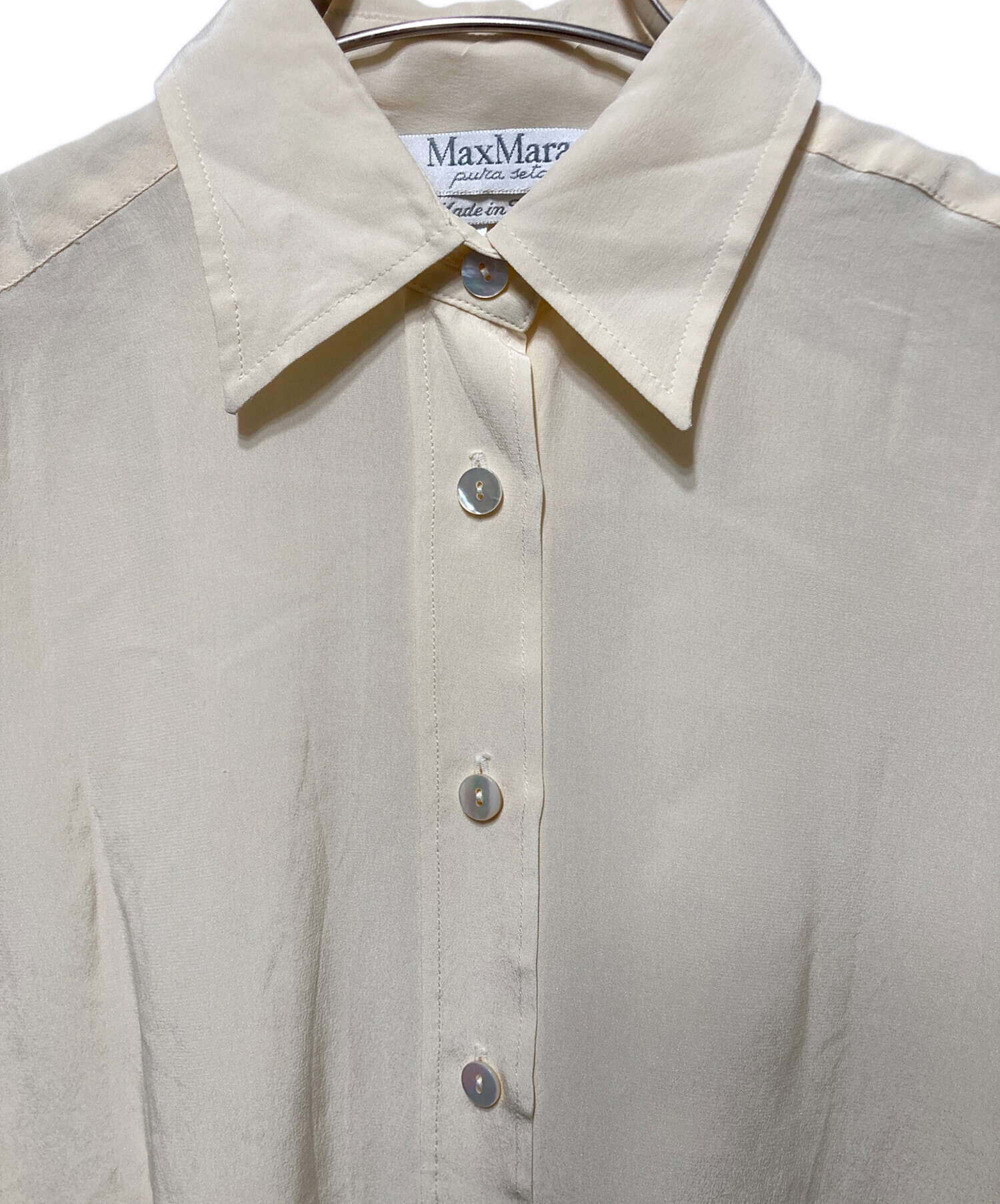 最終お値引き‼️MaxMara ベージュ シルク 長袖シャツ 40 中古・古着通販】MaxMara (マックスマーラ) シルクシャツ ベージュ