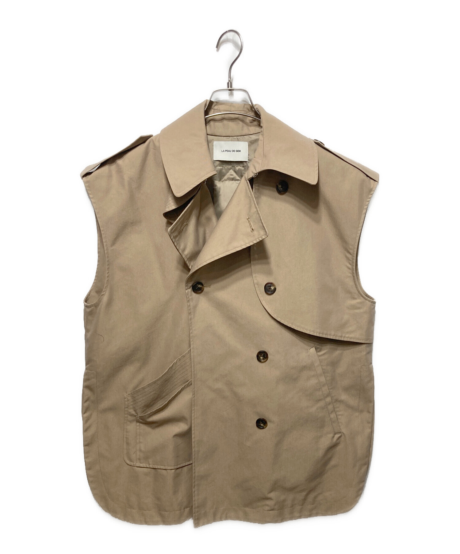 LA PEAU DE GEM teck vest ベージュ ジレ 新品 中古・古着通販】la peau de gem (ラポドゥジェム) トレンチベスト