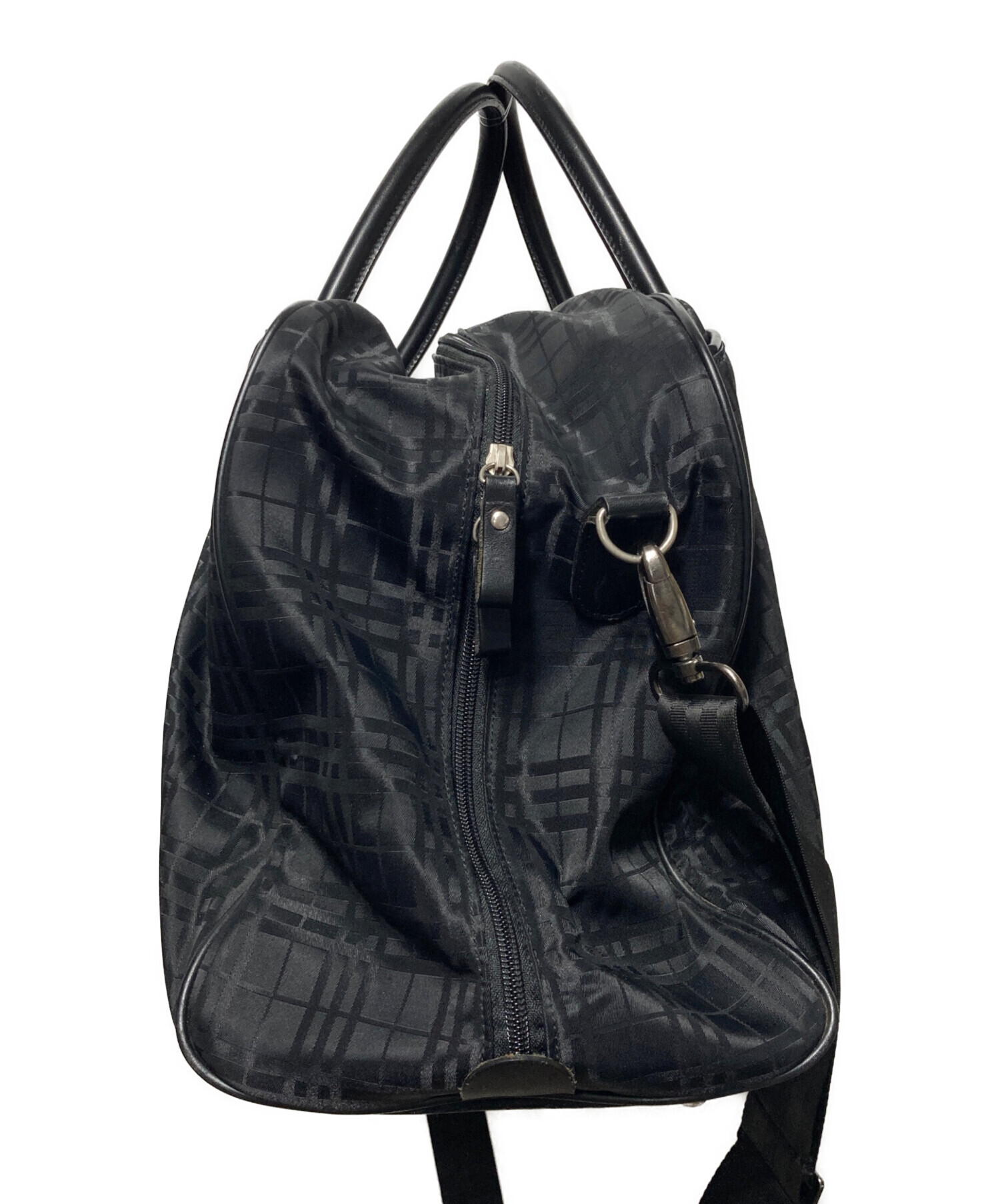 バーバリーゴルフ 2way ボストンバッグ ノバチェック レザー 黒 中古・古着通販】BURBERRY GOLF (バーバリーゴルフ) シャドーチェック