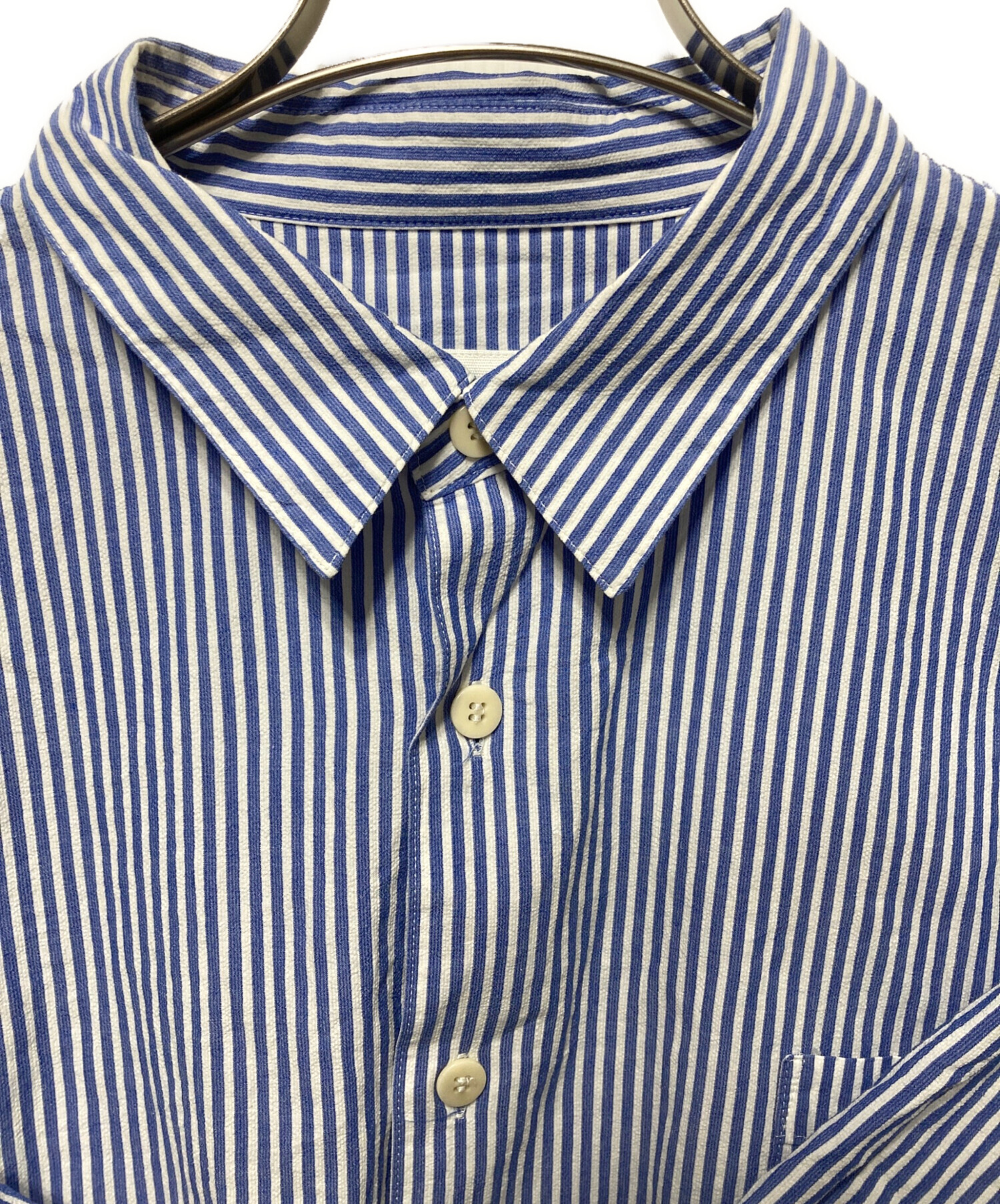中古・古着通販】whowhat (フーワット) 5X SHIRT ブルー×ホワイト