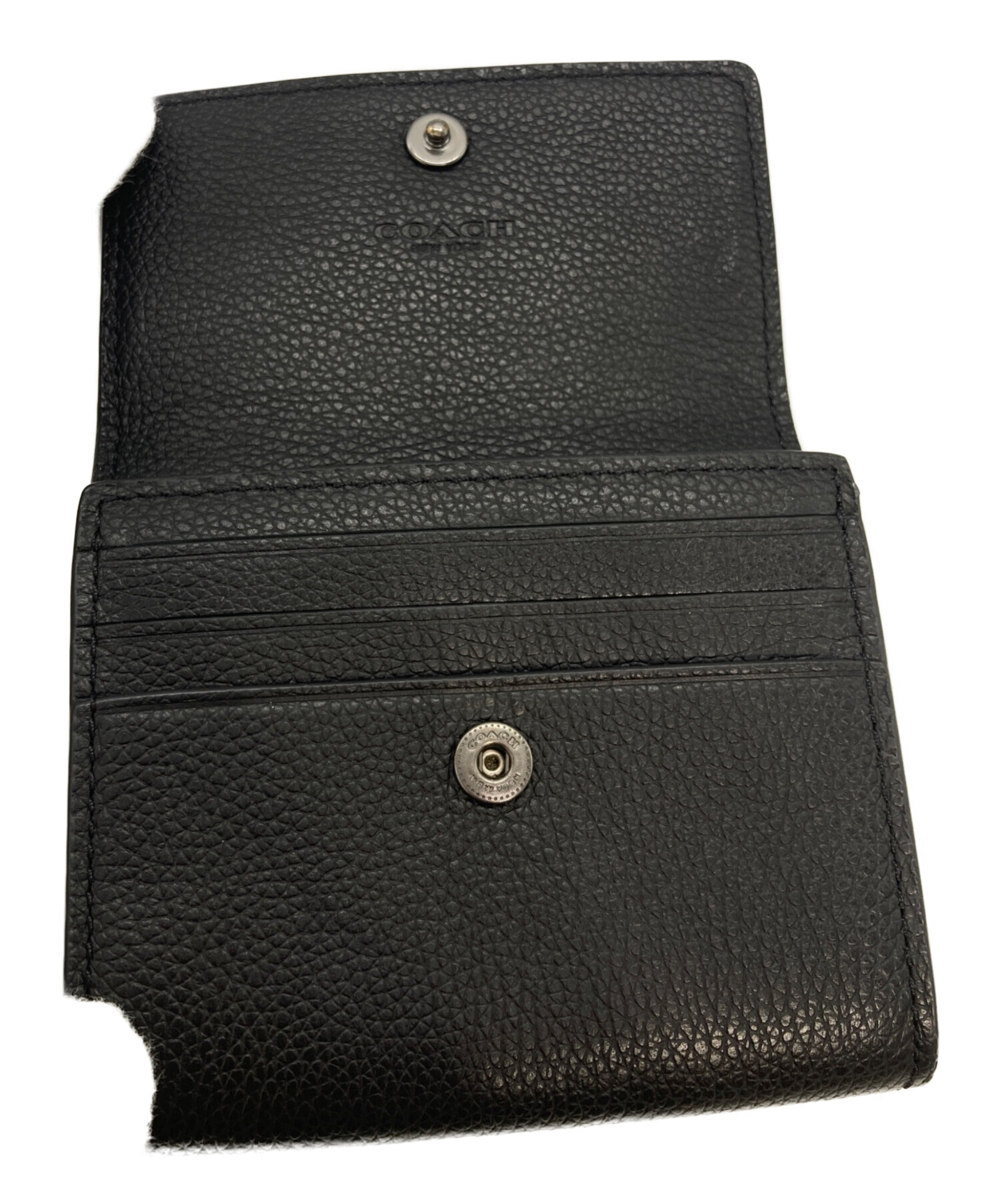 中古・古着通販】COACH (コーチ) レザーカードケース ブラック
