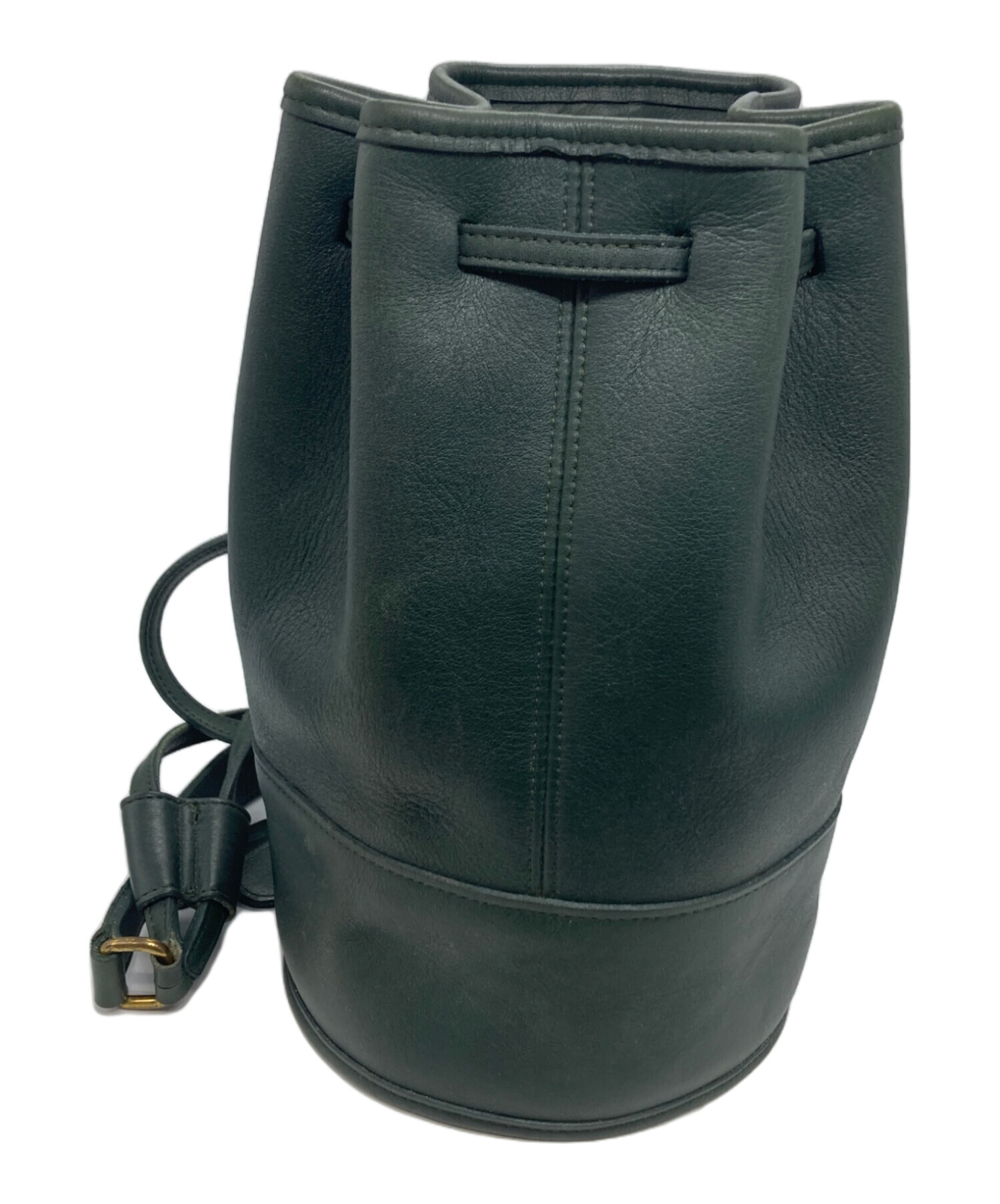未使用 COACH コーチ レザー バッグ ホワイト 巾着 ショルダー 中古・古着通販】COACH (コーチ) レザー巾着ショルダーバッグ グリーン
