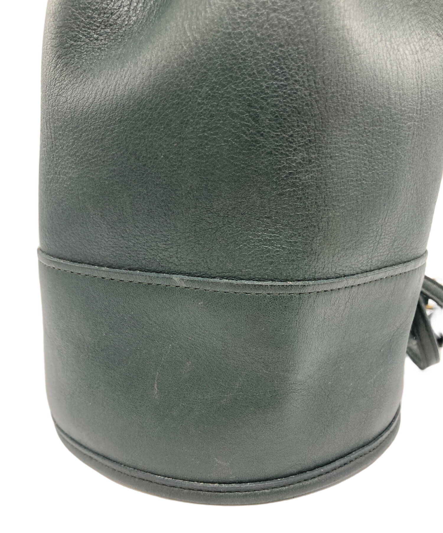 中古・古着通販】COACH (コーチ) レザー巾着ショルダーバッグ グリーン