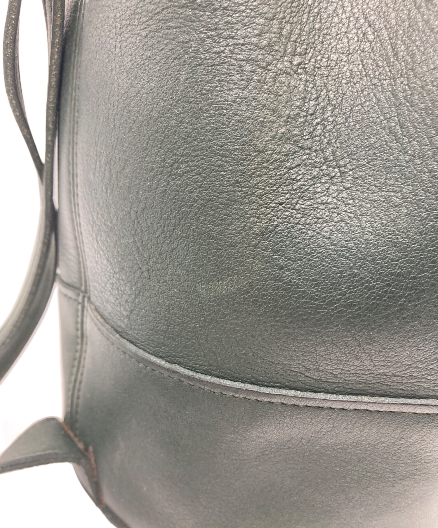 中古・古着通販】COACH (コーチ) レザー巾着ショルダーバッグ グリーン