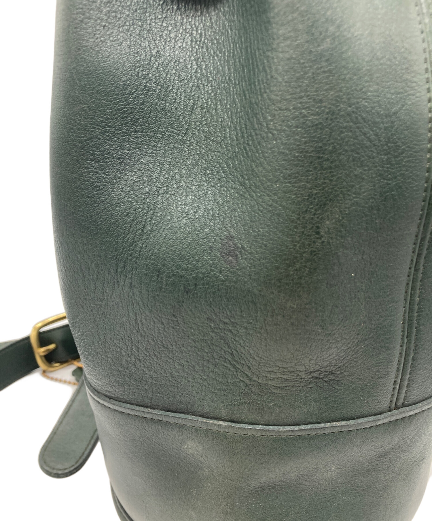 中古・古着通販】COACH (コーチ) レザー巾着ショルダーバッグ グリーン
