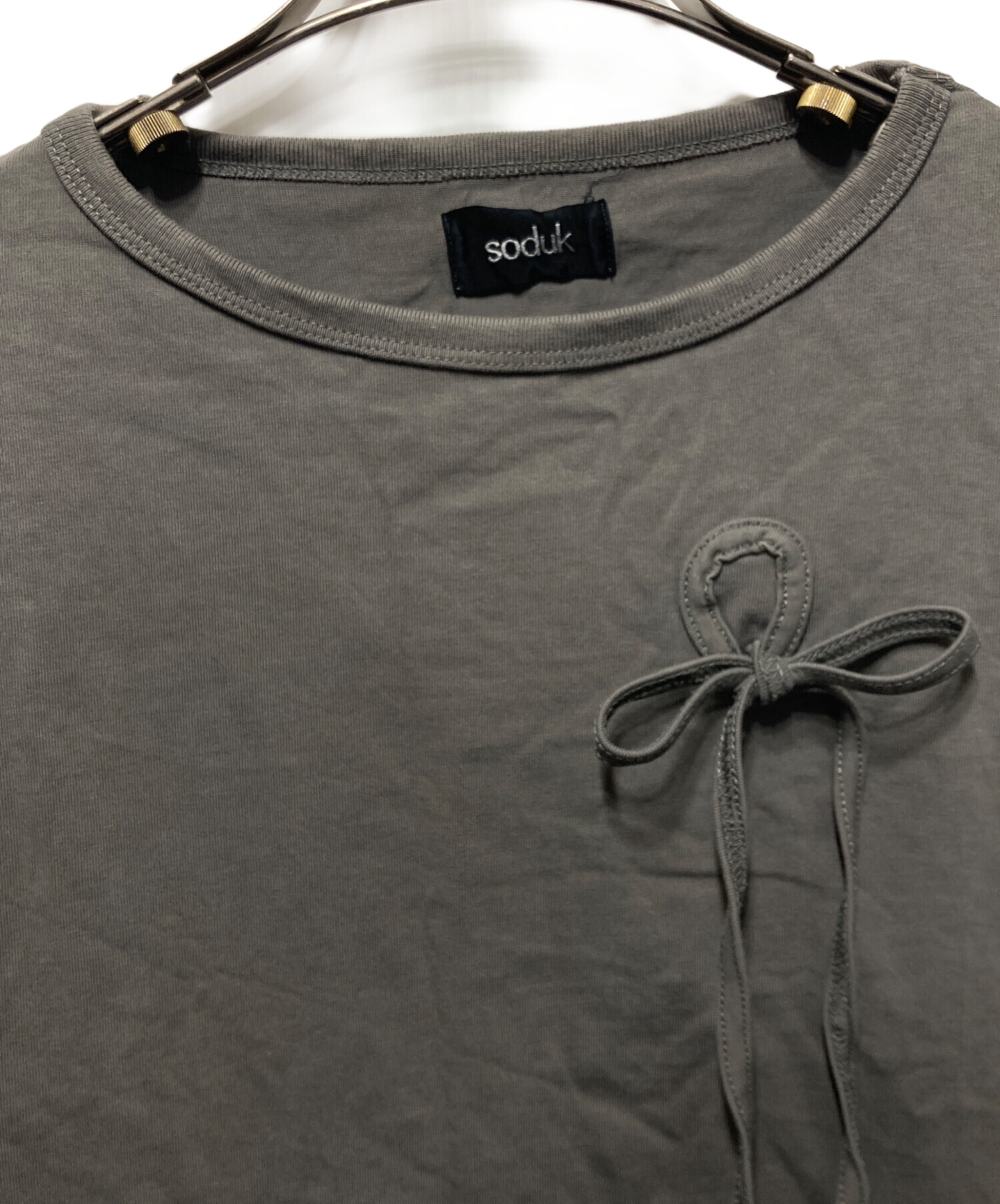 中古・古着通販】soduk (スドーク) ribbons long sleeve shirt グレー 