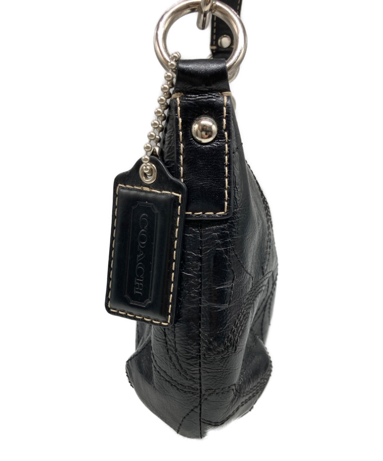 希少 COACH コーチ レザー ワンショルダーバッグ ブラック F41864 中古・古着通販】COACH (コーチ) ワンショルダーバッグ ブラック