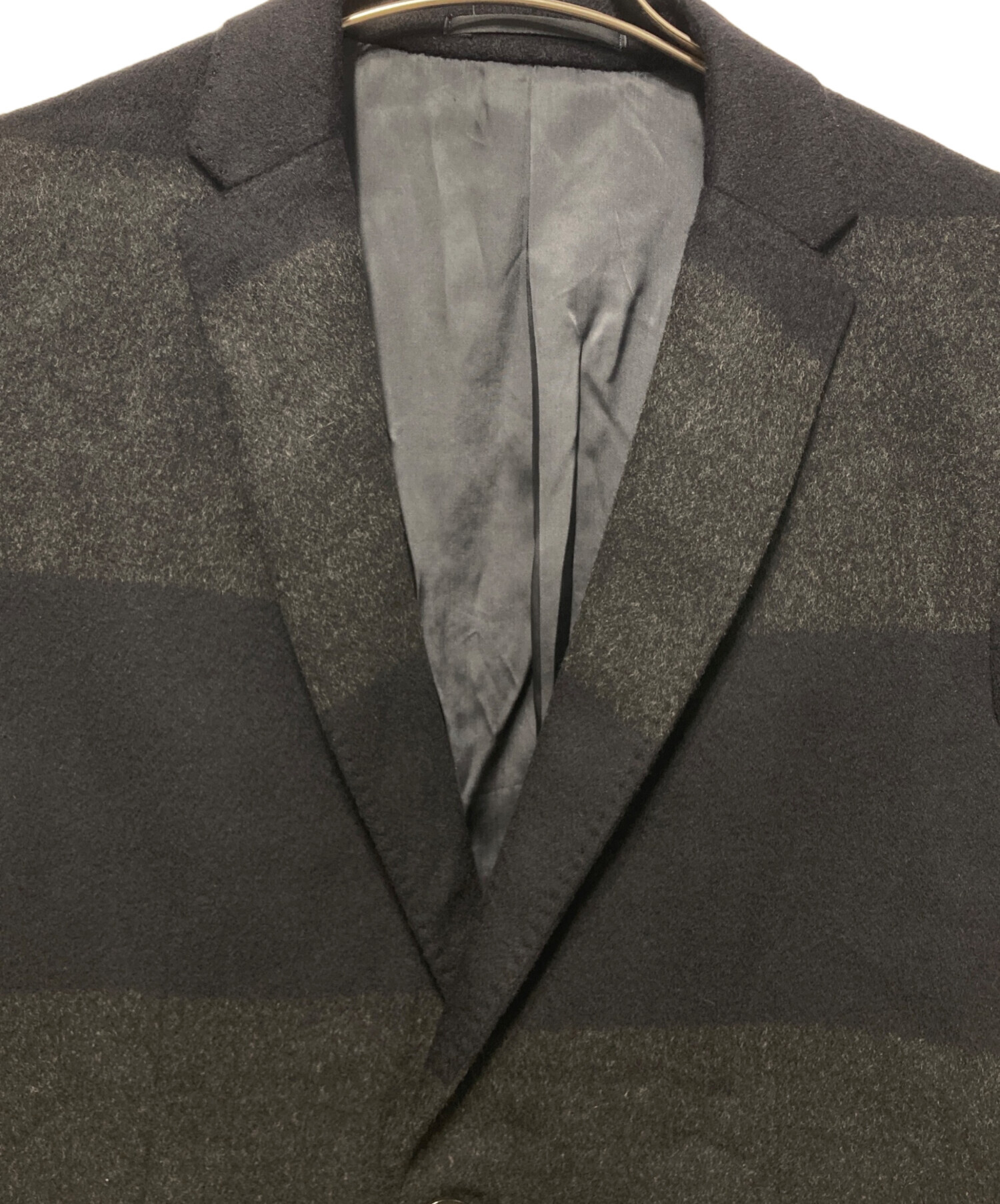 中古・古着通販】sacai (サカイ) ボーダーカシミヤコート ブラック