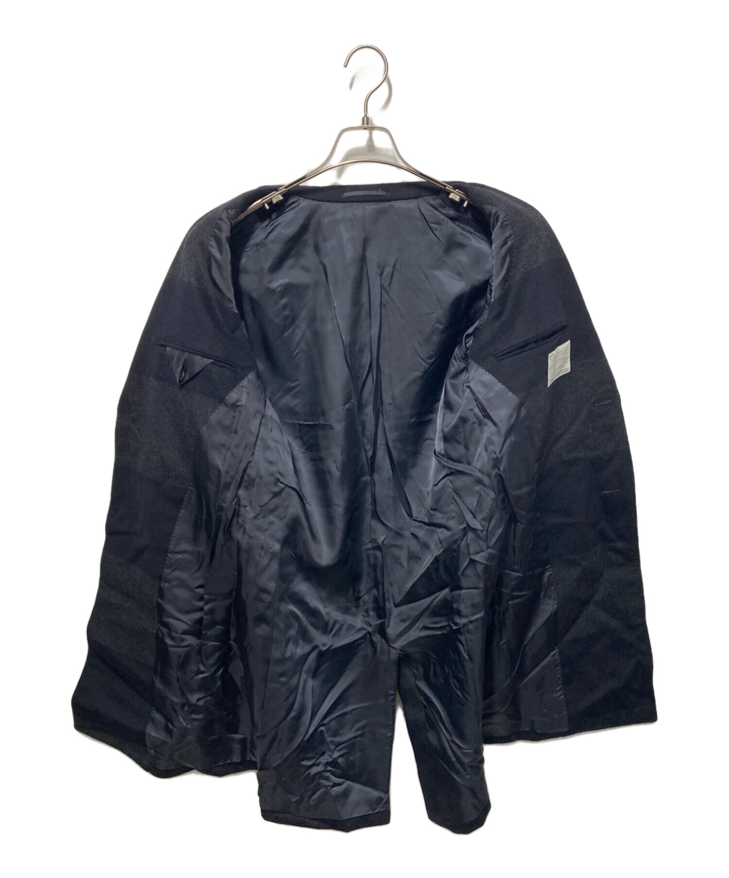 中古・古着通販】sacai (サカイ) ボーダーカシミヤコート ブラック