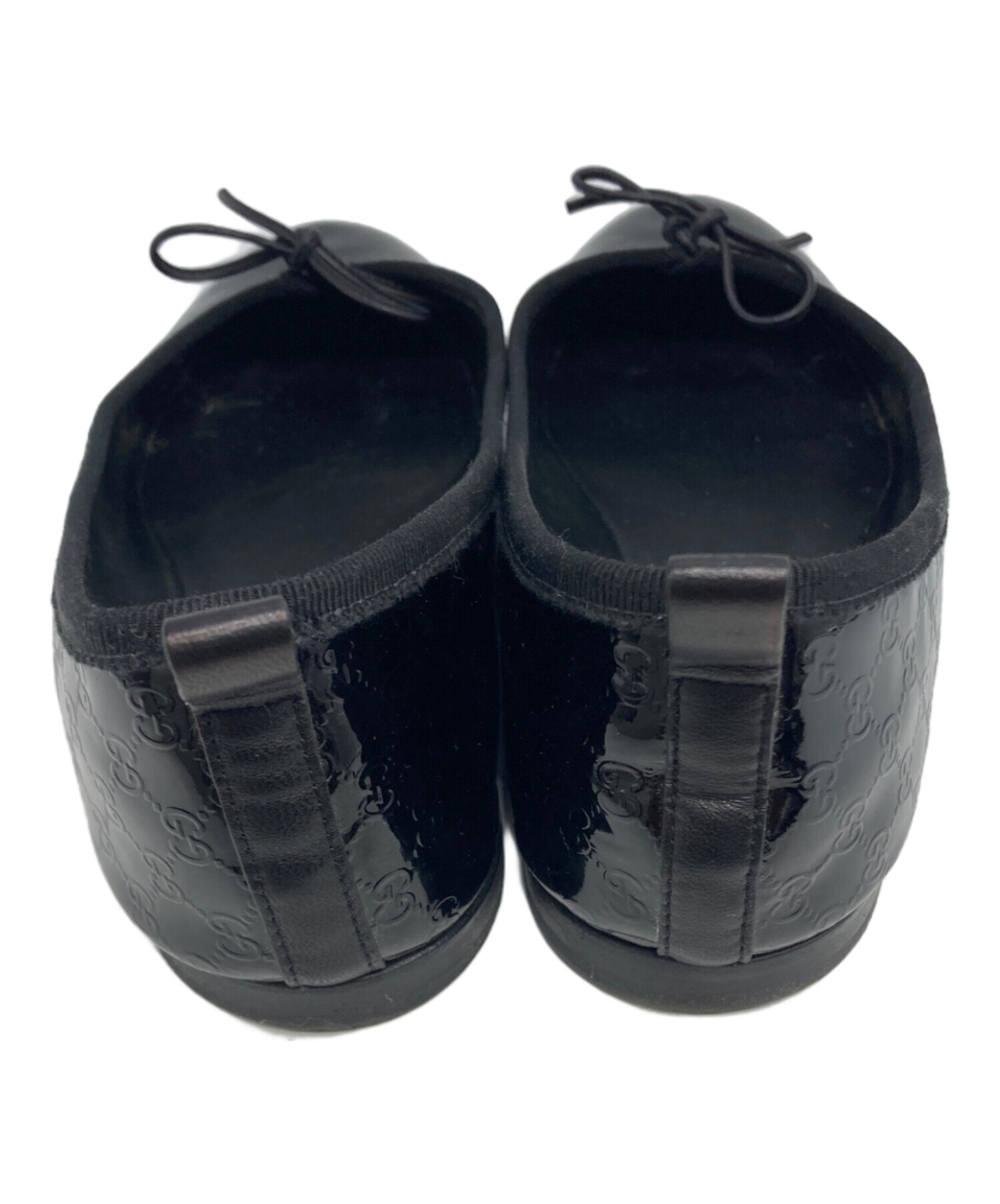 中古・古着通販】GUCCI (グッチ) エナメルリボンパンプス ブラック