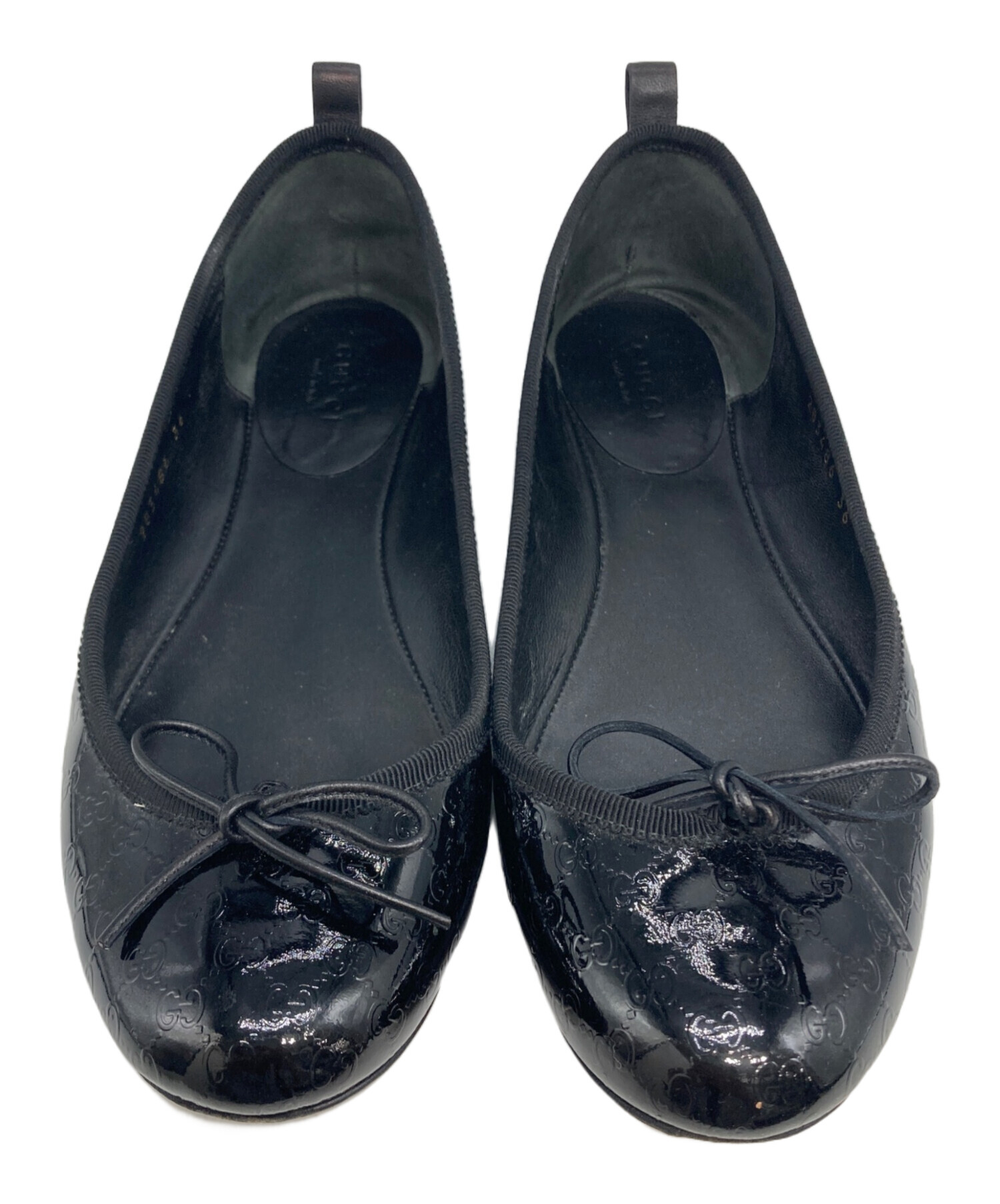 新品 35.5 GUCCI グッチ ストラップ付き パンプス 黒　蜂　リボン 中古・古着通販】GUCCI (グッチ) エナメルリボンパンプス ブラック