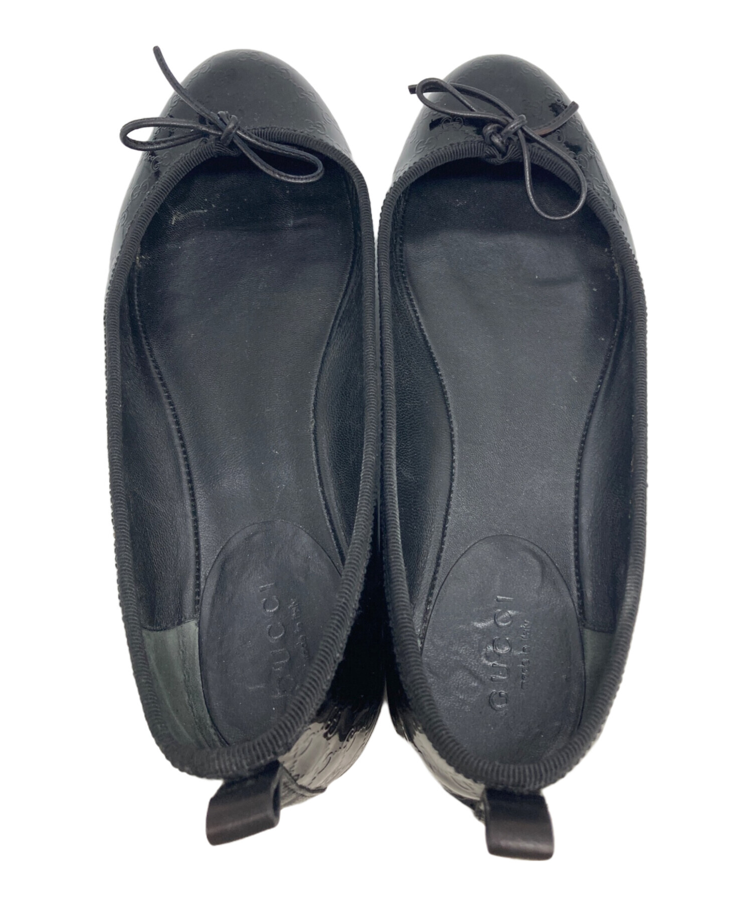中古・古着通販】GUCCI (グッチ) エナメルリボンパンプス ブラック