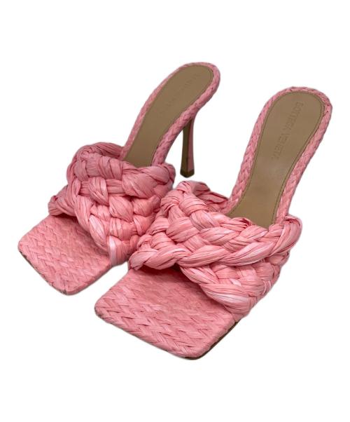 BOTTEGA VENETA 編み込み サンダル ミュールピンク 中古・古着通販】BOTTEGA VENETA (ボッテガベネタ) ストレッチ