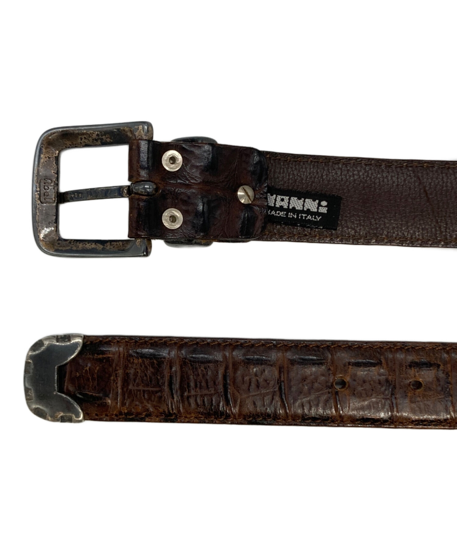 NANNI ダークブラウン メンズベルト【中古品】 中古・古着通販】NANNI (ナンニ) スタッズレザーベルト ブラウン