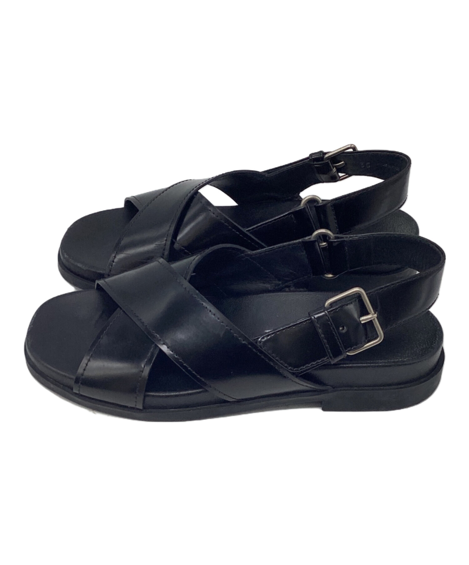 中古・古着通販】PRADA (プラダ) レザーサンダル ブラック サイズ:35