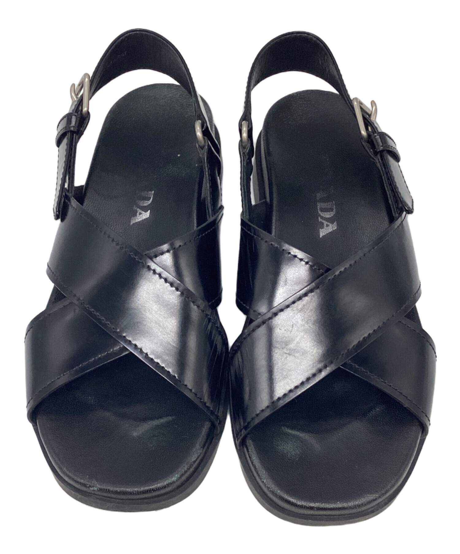 中古・古着通販】PRADA (プラダ) レザーサンダル ブラック サイズ:35