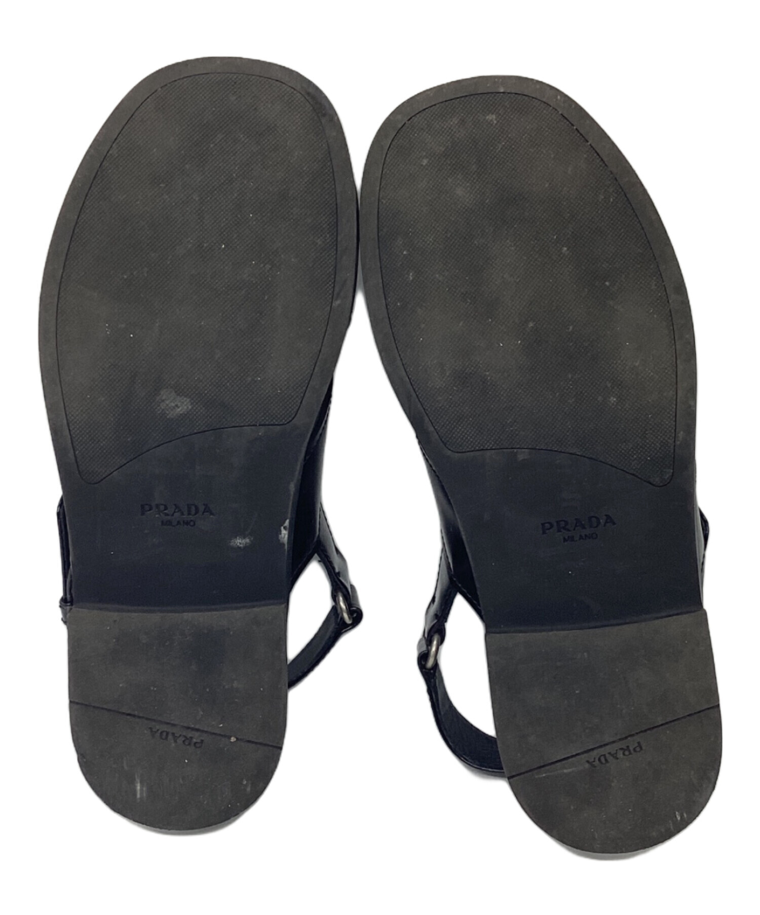 中古・古着通販】PRADA (プラダ) レザーサンダル ブラック サイズ:35
