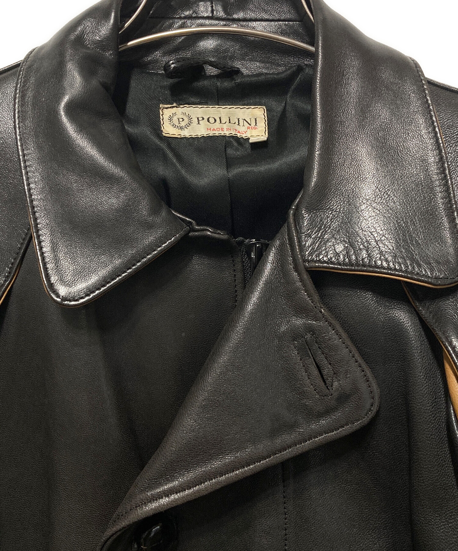 中古・古着通販】Pollini (ポリーニ) レザージャケット ブラック 