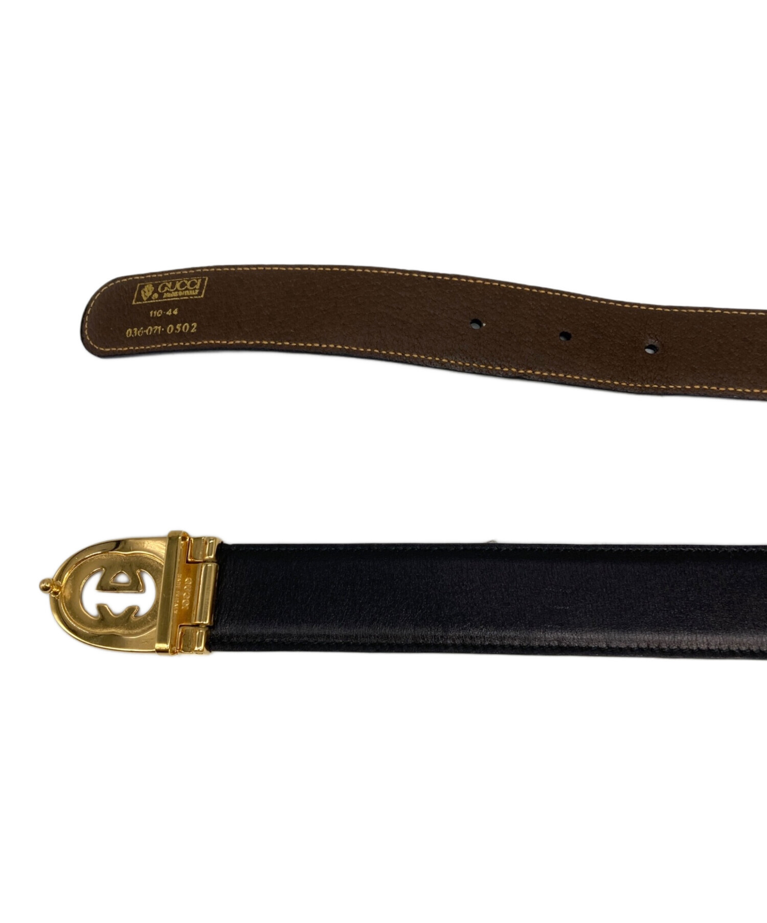中古・古着通販】GUCCI (グッチ) オールドレザーベルト ブラック