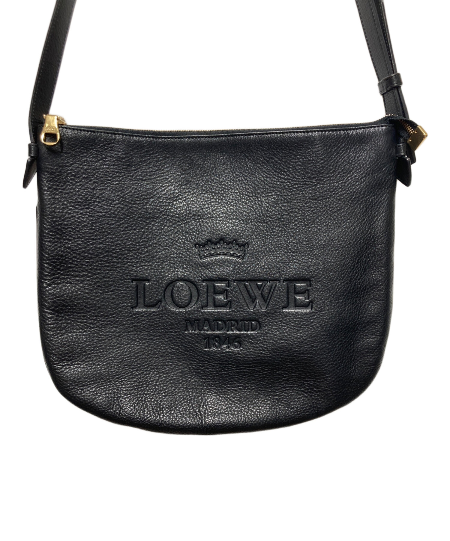 LOEWE ロエベ ヘリテージ2way レザー ショルダーバッグ ブラック 中古・古着通販】LOEWE (ロエベ) ヘリテージ ショルダーバッグ