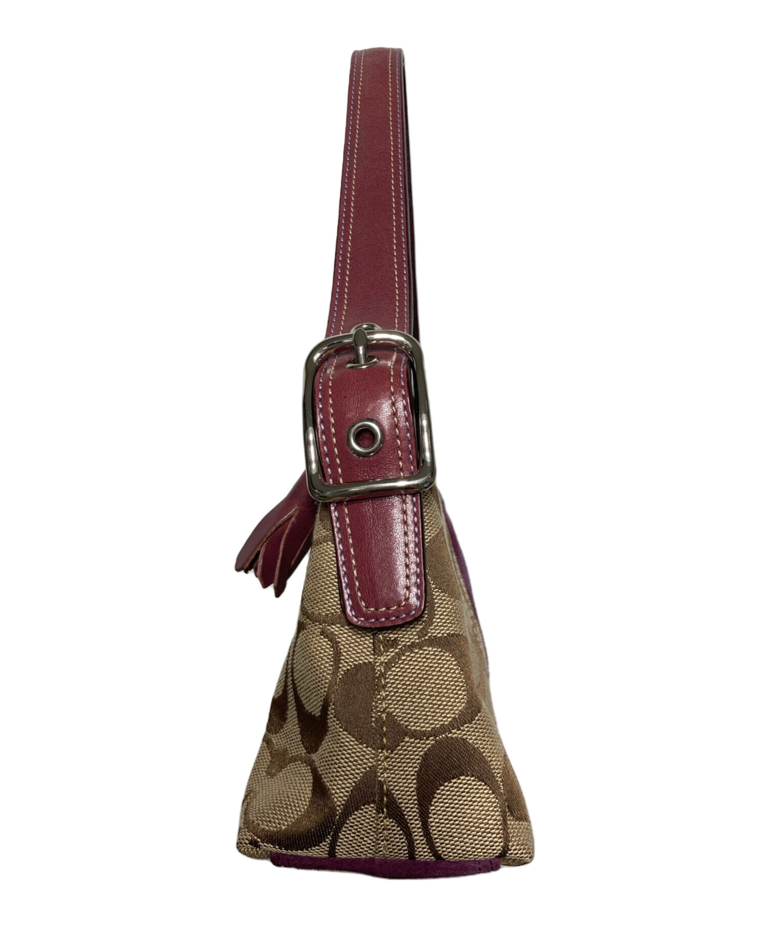 COACH コーチ ハンドバッグ シグネチャー キャンバス 紫　レザー 米国購入 中古・古着通販】COACH (コーチ) シグネチャー レザー ハンド ワン