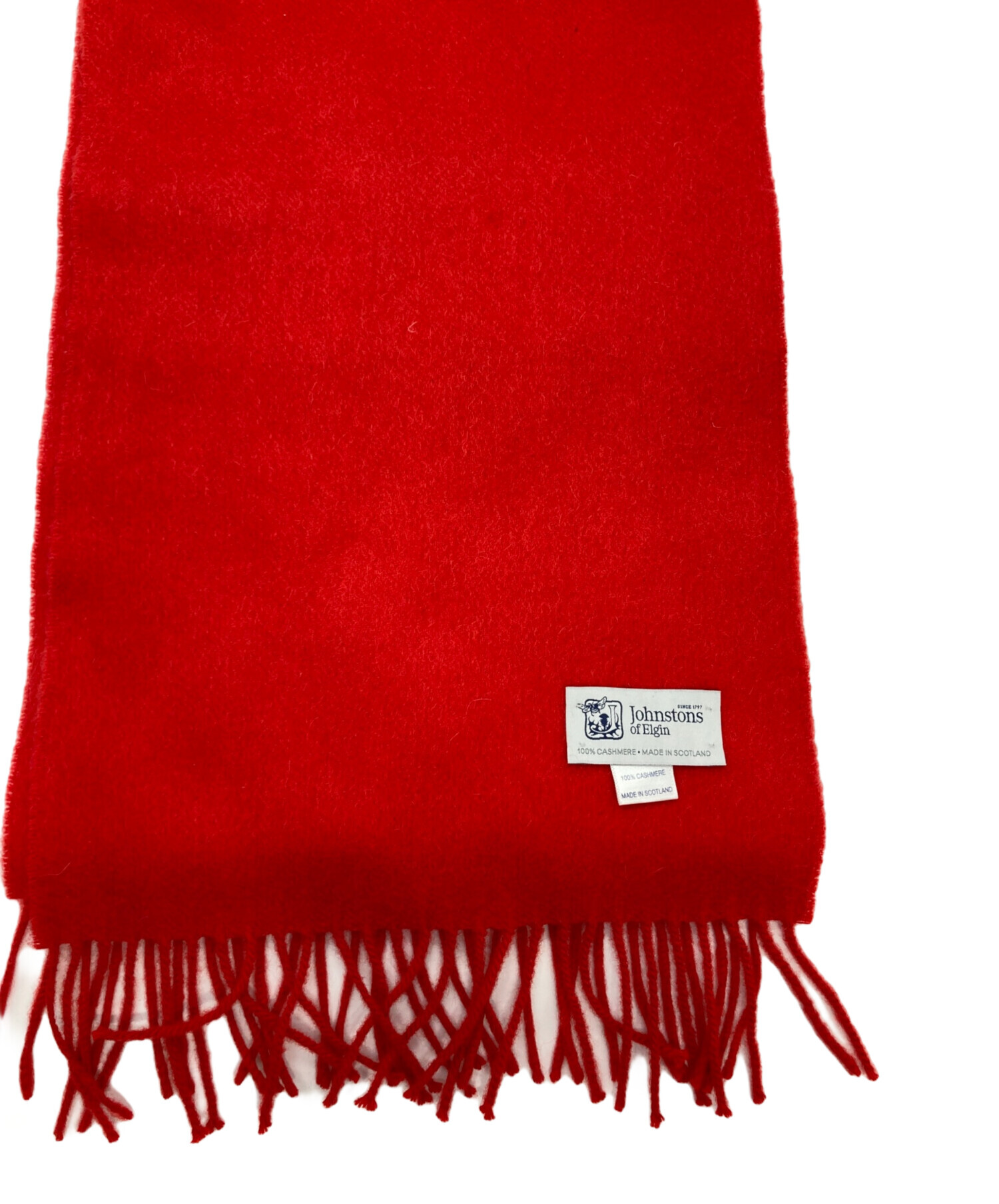 JOHNSTONSカシミヤ100% チェック マフラー レッド スコットランド製 中古・古着通販】JOHNSTONS (ジョンストンズ) カシミヤマフラー レッド