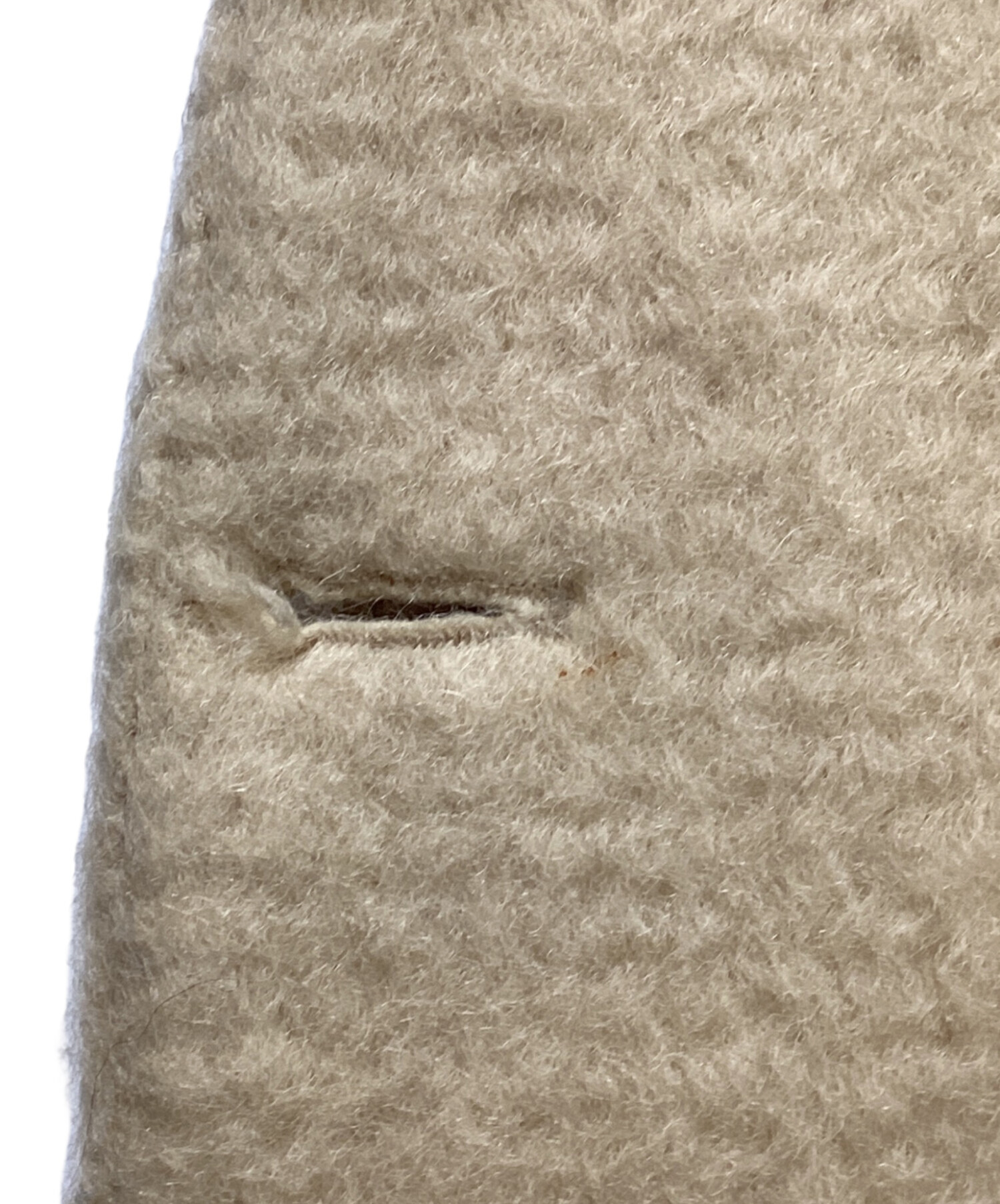 中古・古着通販】anuke (アンヌーク) Collarless Shaggy Coat ベージュ