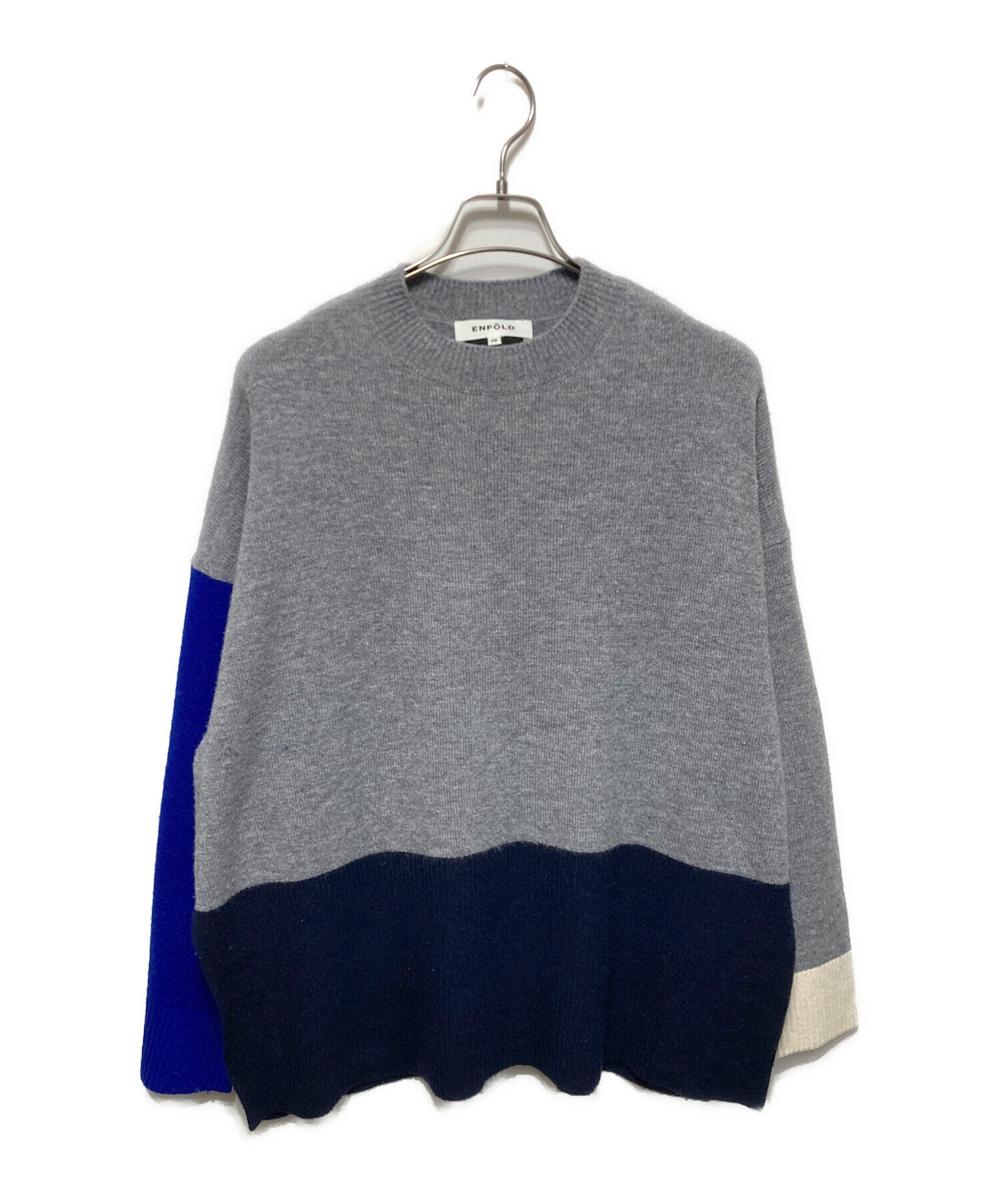 中古・古着通販】ENFOLD (エンフォルド) BI-COLOR BOX-PULLOVER グレー
