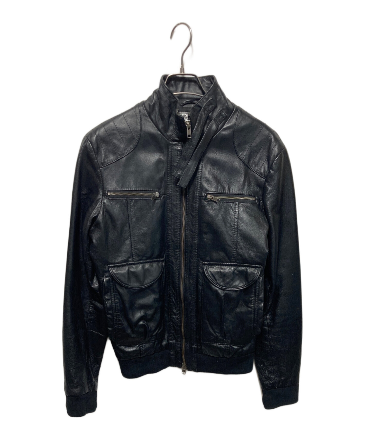中古・古着通販】VINTAGE (ヴィンテージ) レザージャケット ブラック