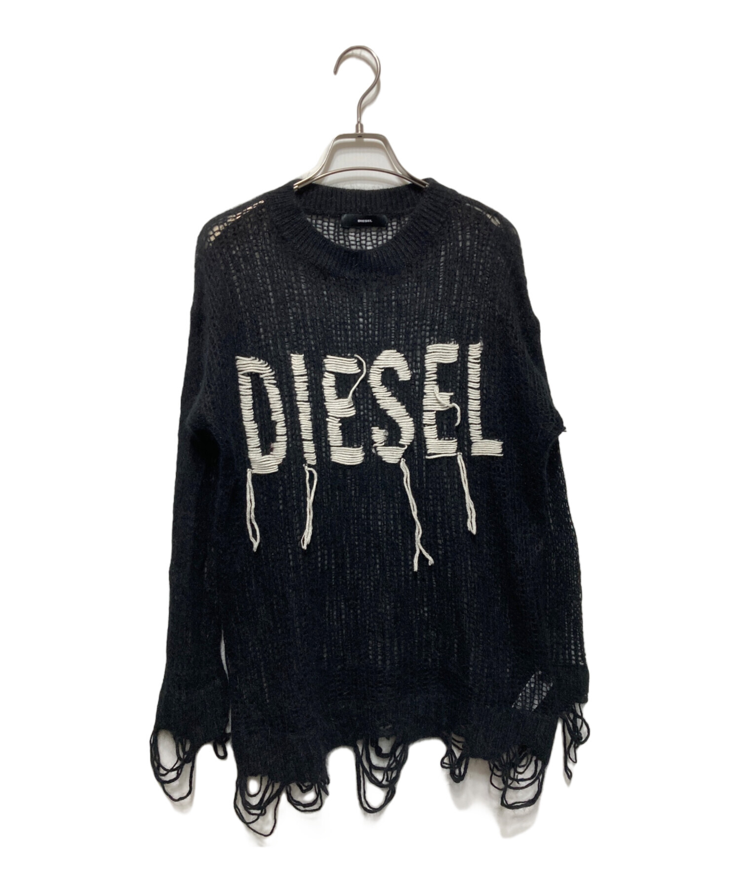中古・古着通販】DIESEL (ディーゼル) ロゴクロシェニット ブラック