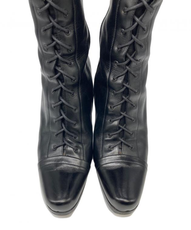 中古・古着通販】PRADA (プラダ) レースアップロングブーツ ブラック