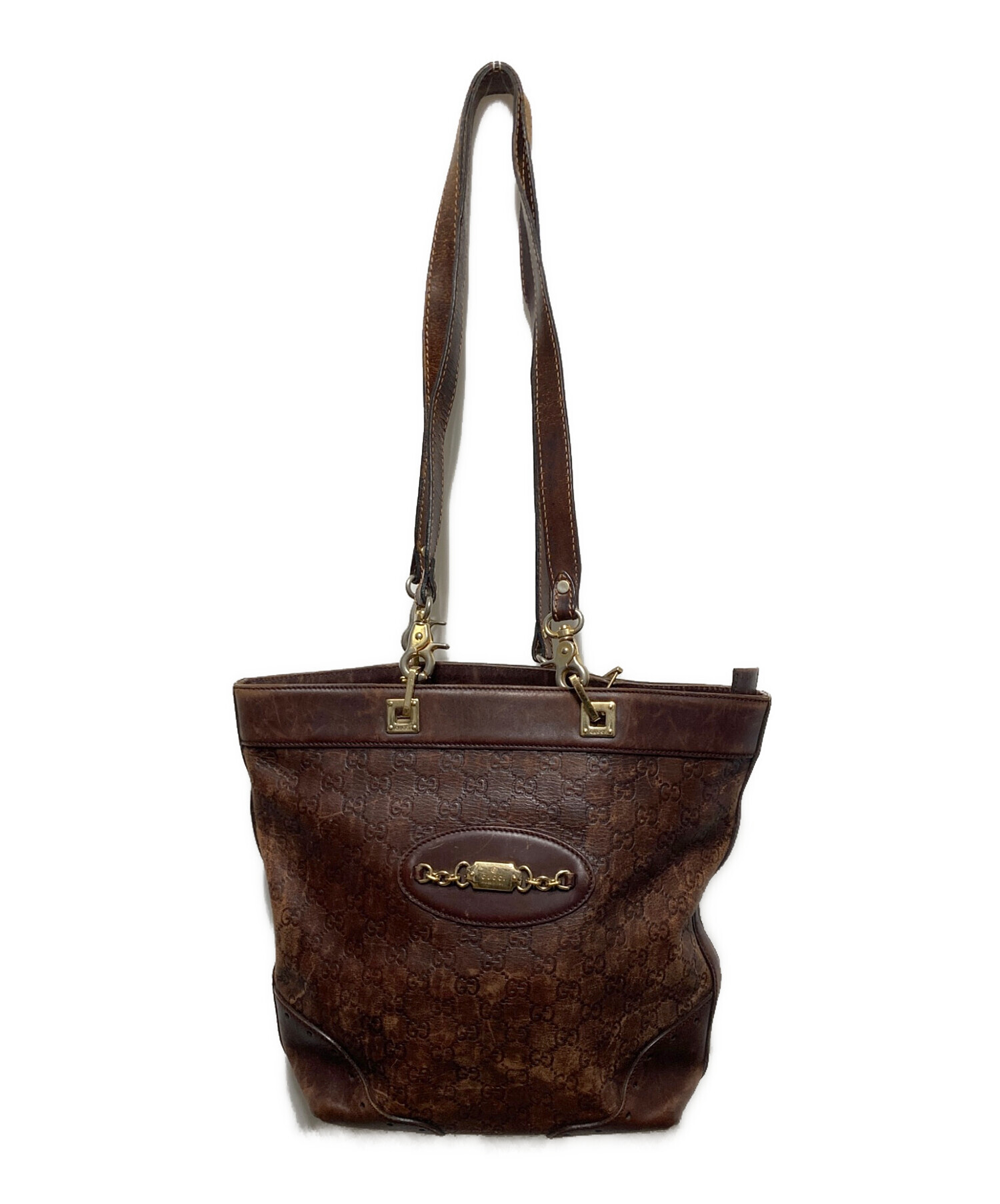 中古・古着通販】GUCCI (グッチ) グッチシマ ロゴ プレートトート