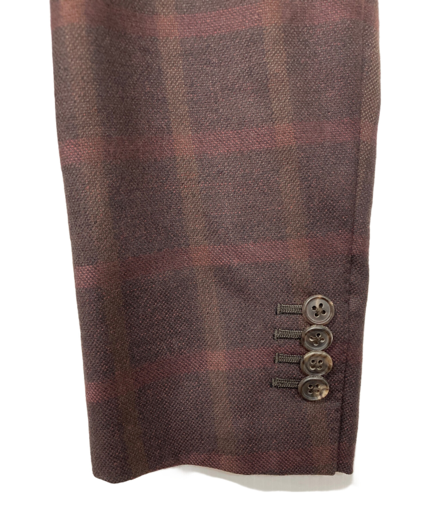 ♂新品タグ付・テーラードジャケット【Belvest】ウールチェック柄茶48