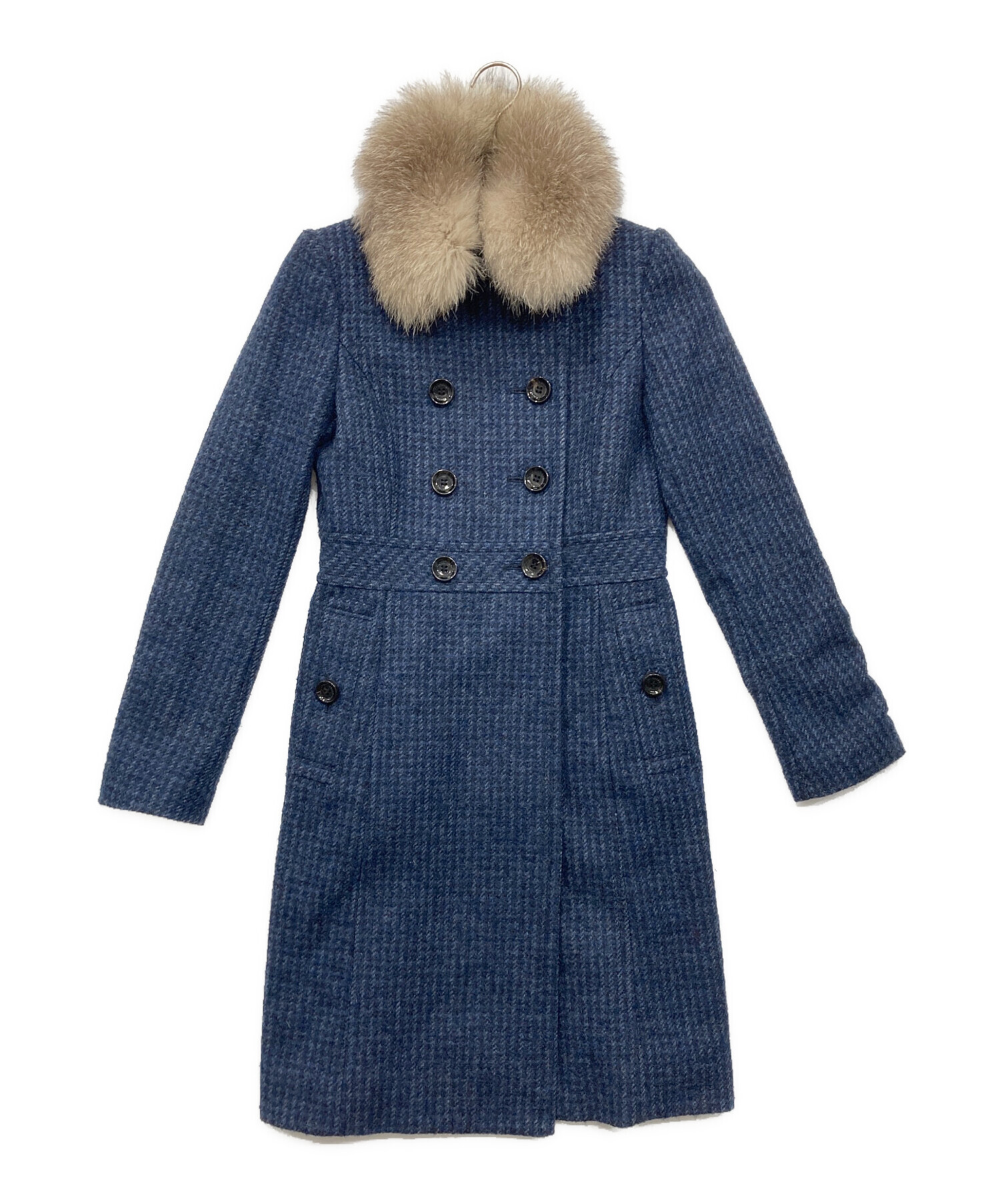 直販ショッピング BURBERRY BLUE LABEL ファー襟コート ウール ノバ