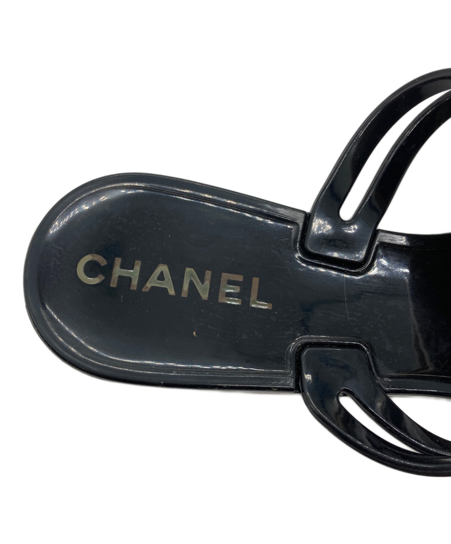 中古・古着通販】CHANEL (シャネル) カメリア ビーチサンダル ブラック