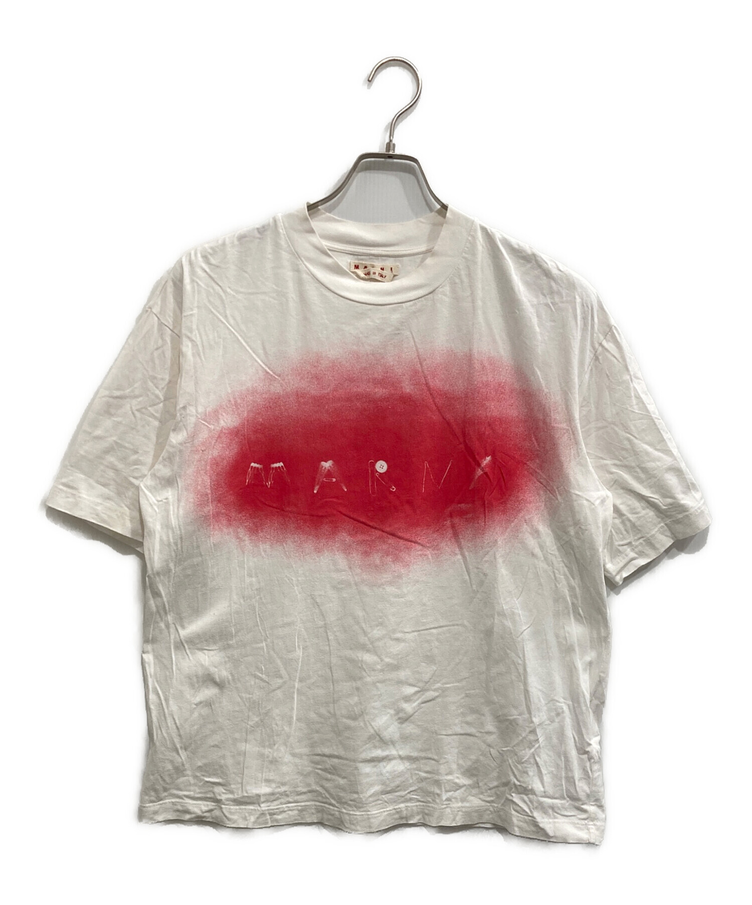 中古・古着通販】MARNI (マルニ) ロゴTシャツ ホワイト×ピンク サイズ