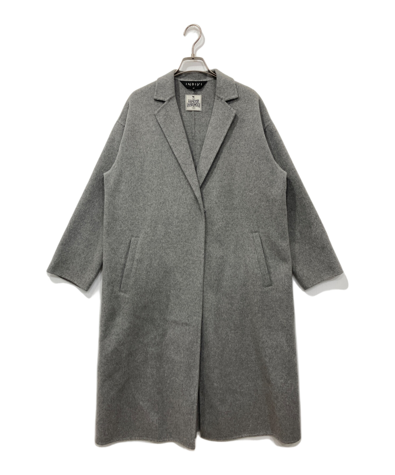 【美品】INDIVI ハミルトンウール　リバーテーラーコート グレー　05 中古・古着通販】INDIVI (インディヴィ) ハミルトンウール