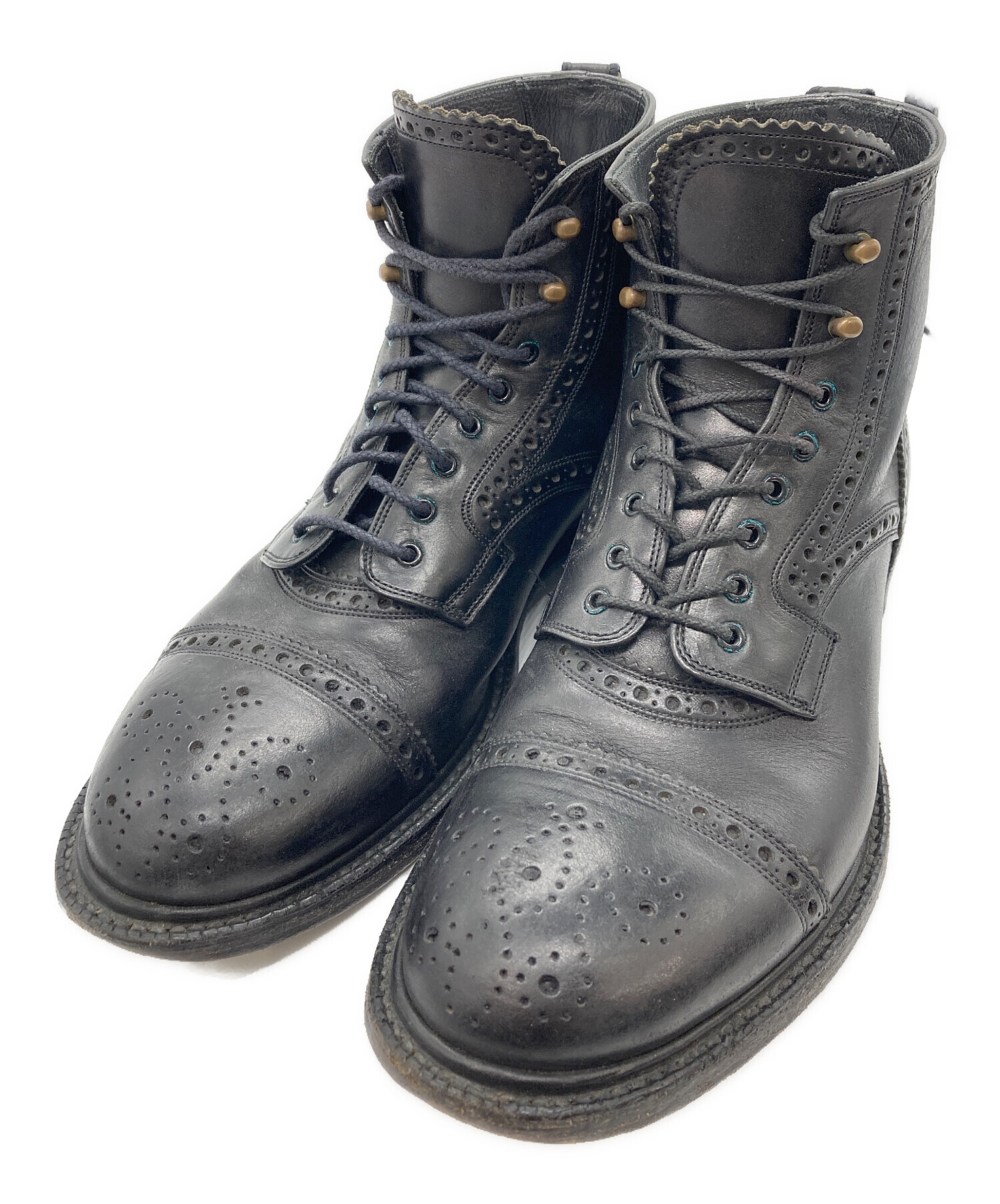 Foot the coacher 黒 レザーブーツ ウィングチップ 中古・古着通販】foot the coacher (フットザコーチャー) ウィング