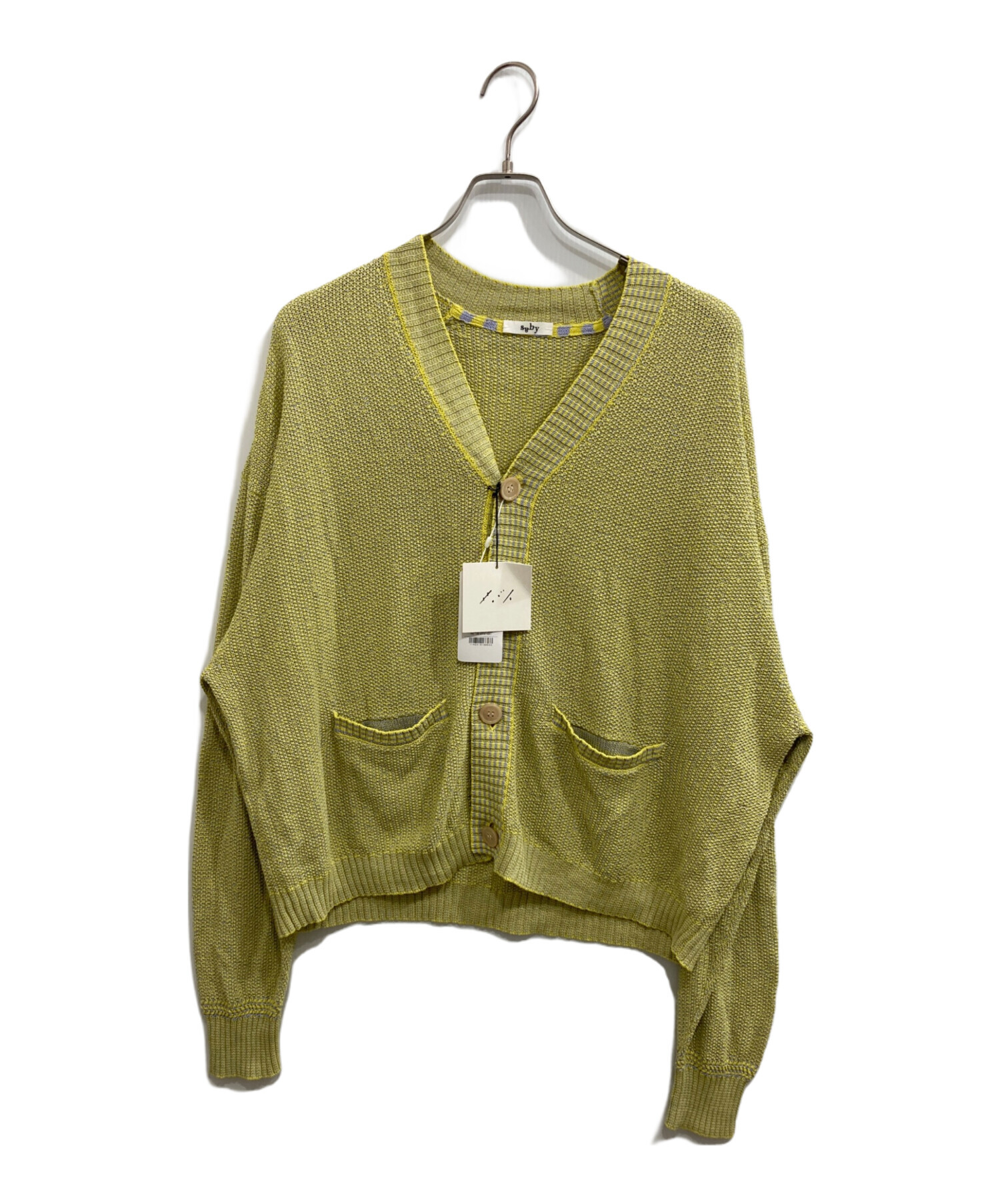 中古・古着通販】saby (サバイ) PAPER KNIT CARDIGAN イエロー サイズ 