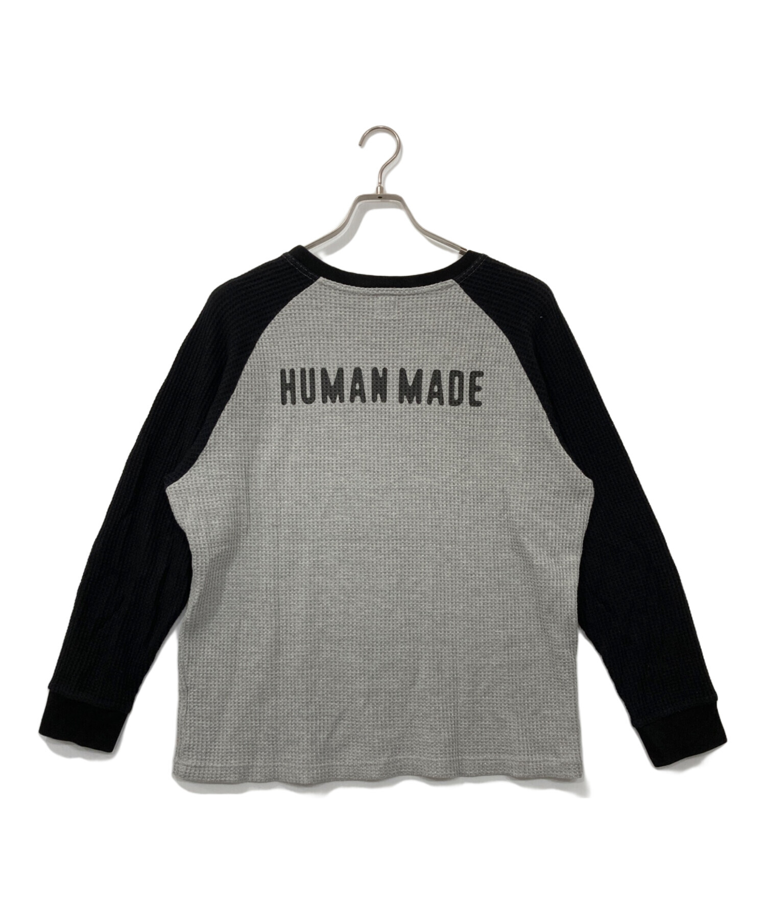 HUMAN MADE サーマル長袖カットソー ブラック/グレー L 中古・古着通販】HUMAN MADE (ヒューマンメイド) サーマルカットソー