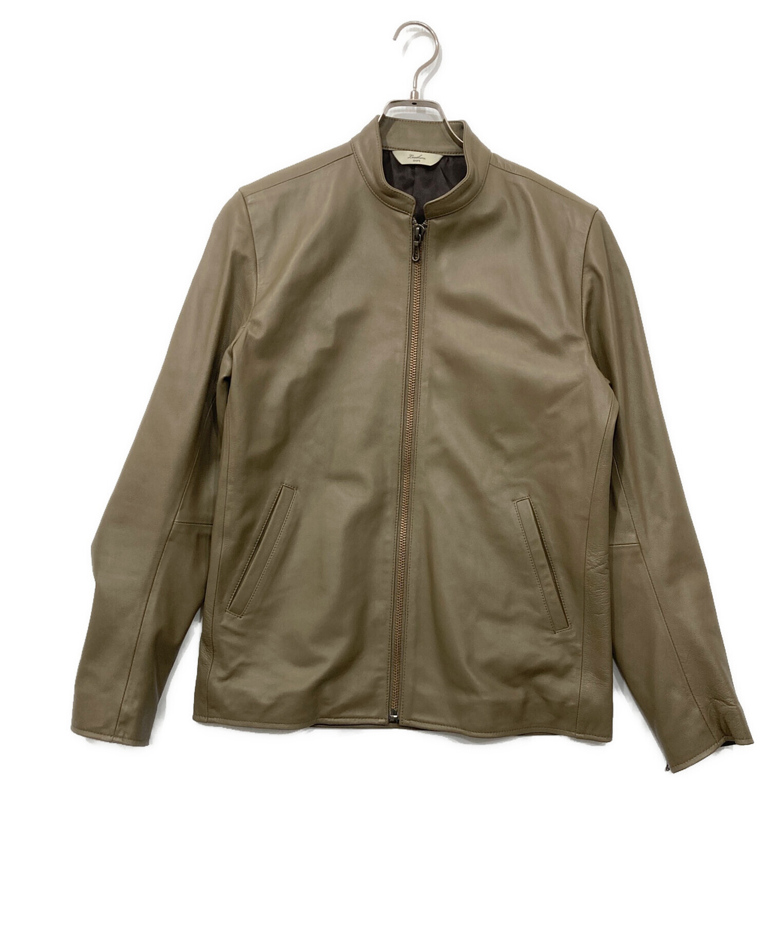 SHIPS グレーベージュ レザー ライダースジャケット 38 中古・古着通販】SHIPS (シップス) ラムレザー シングルライダース