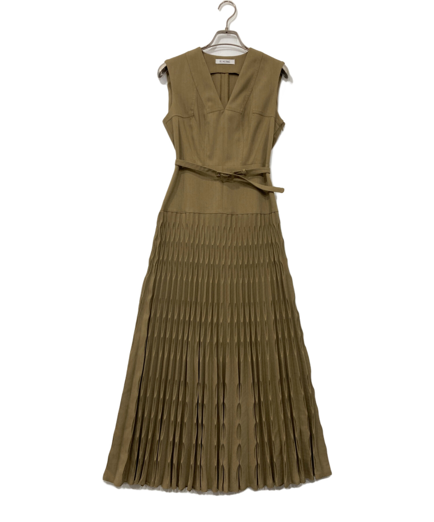 L'AUBE BLANC ローブブランプリーツカラー ドレス 中古・古着通販】L'AUBE BLANC (ローブ ブラン) Shell Pleats Dress