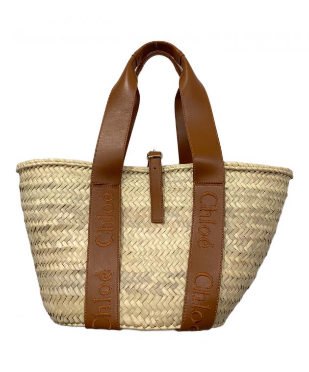 Chloe クロエ かごバッグ  ベージュ 【古着】【中古】【送料無料】 中古・古着通販】Chloe (クロエ) レザーコンビカゴバッグ ブラウン