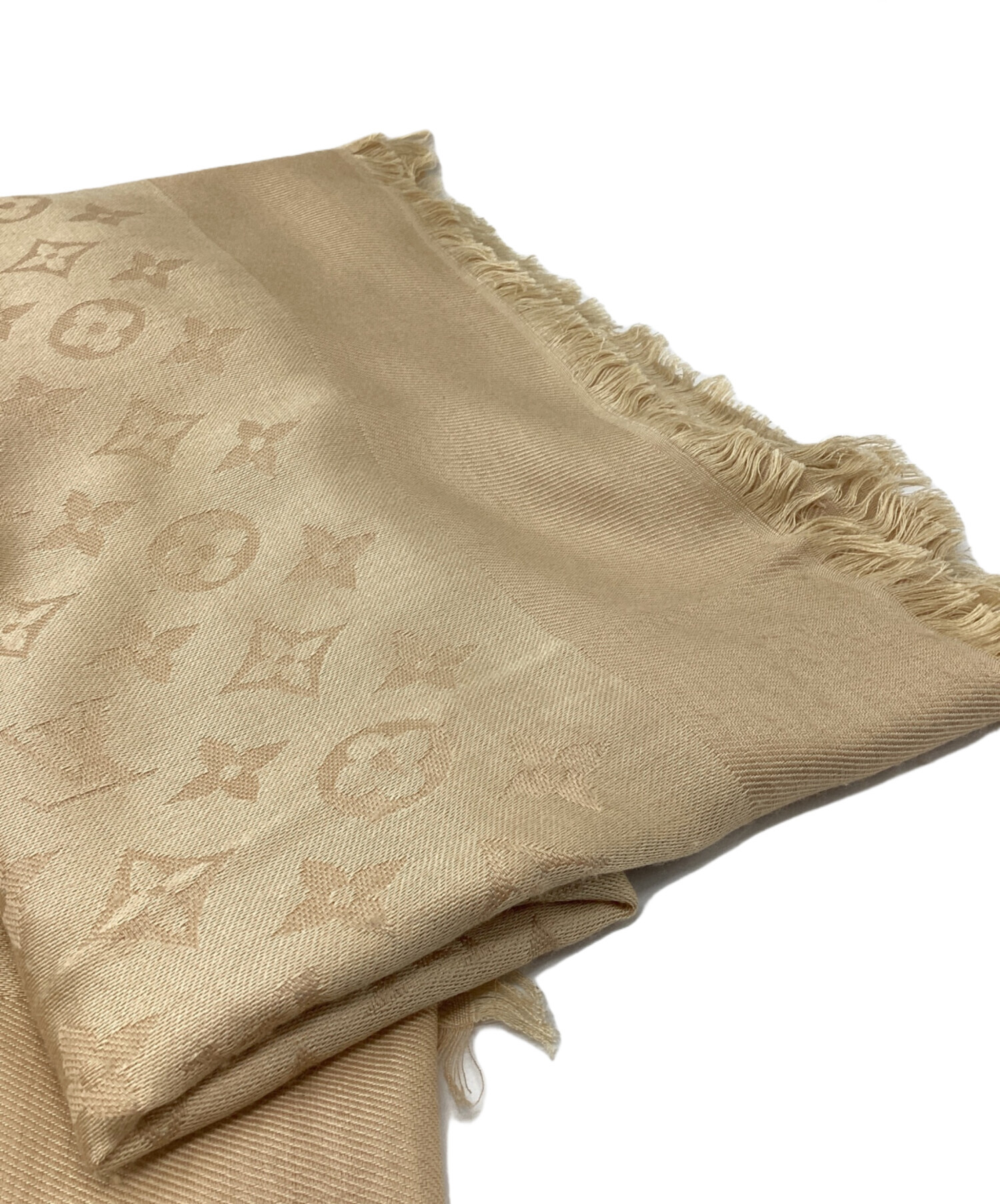 LOUIS VUITTON ストール ベージュ 中古・古着通販】LOUIS VUITTON (ルイ ヴィトン) モノグラムシルク