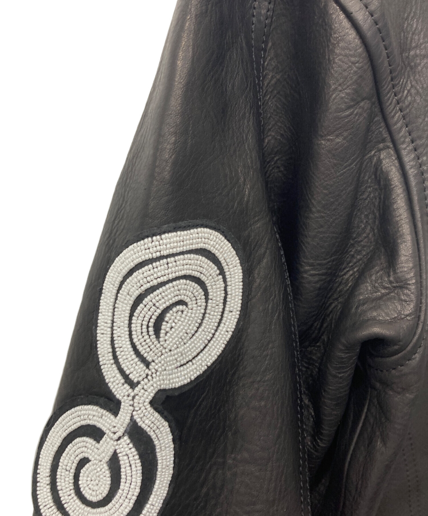 中古・古着通販】FAF (エフエーエフ) BEADED LEATHER FLIGHT JACKET/手