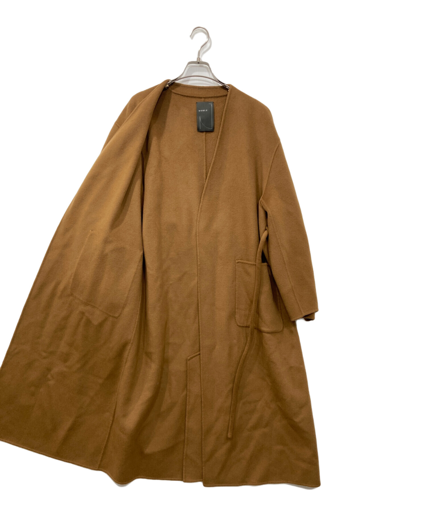 Noble Super160sパフスリーブロングコート Noble（ノーブル）の「Super160sパフスリーブロングコート（ノーカラー