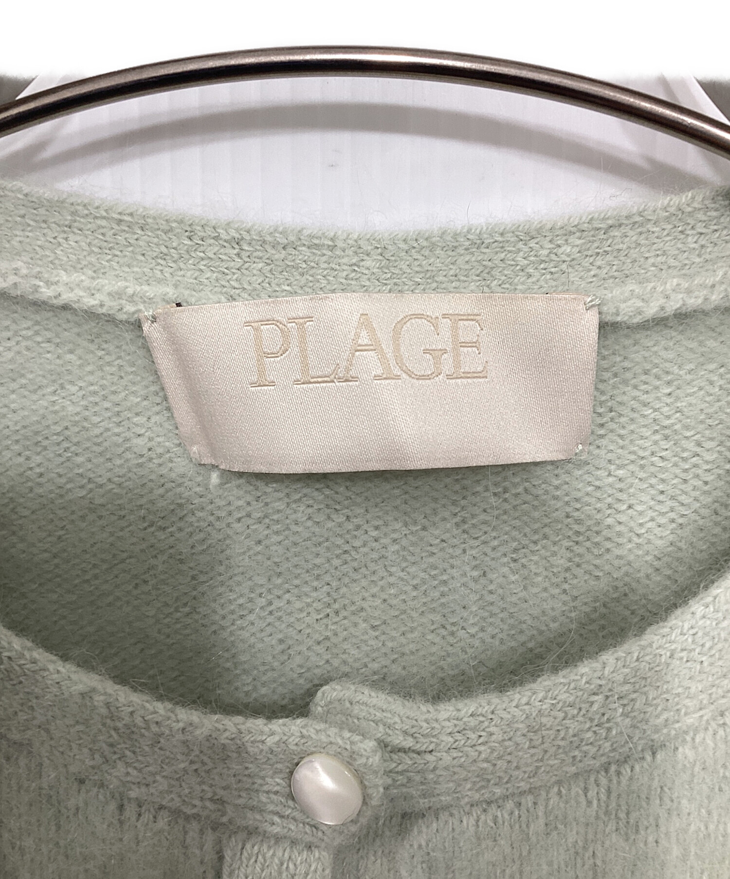 plage プラージュ  Fur カーディガン　グリーン 中古・古着通販】Plage (プラージュ) Cashmere Mix Fur カーディガン