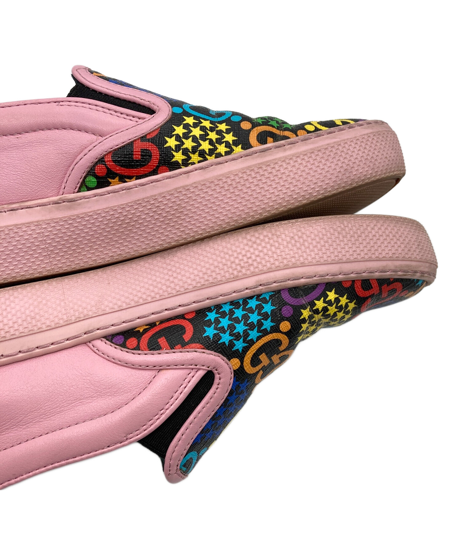 中古・古着通販】GUCCI (グッチ) マルチカラーGG スリッポン ピンク