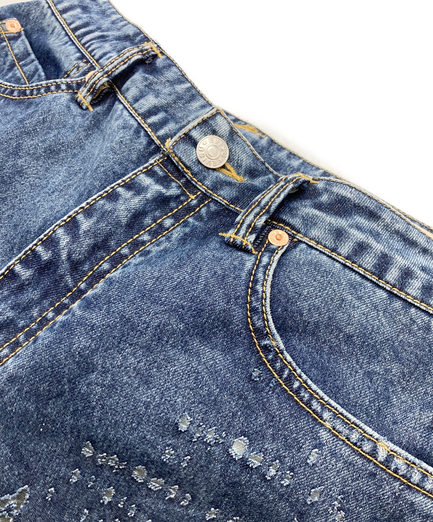 中古・古着通販】EVISU (エヴィス) カモメ刺繍とレーザー加工ワイド